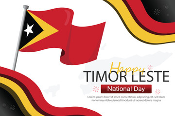 Timor Leste national day banners illustration with country flag