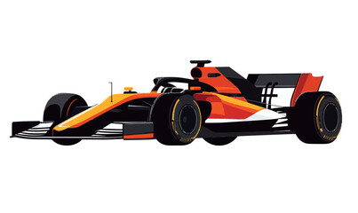 Naklejka premium Minimalist F1 Race Car Vector Illustration in Flat SVG Style for Transport Design