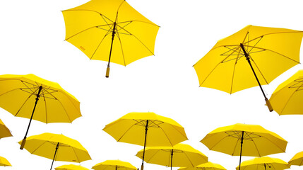 Obraz premium Set of yellow umbrellas isolated on white background