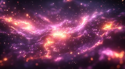 Obraz premium Abstract cosmic nebula with glowing particles and vibrant colors.