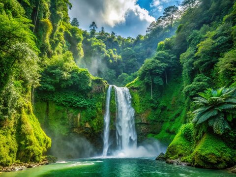 Hikong Alo Falls, Lake Sebu, Mindanao: Majestic Waterfall Cascading Through Lush Forest