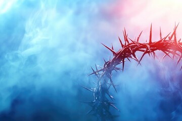 Obraz premium Crown of Thorns Against Background with Copy Space for Text, Easter Celebration Symbol of Sacrifice and Redemption