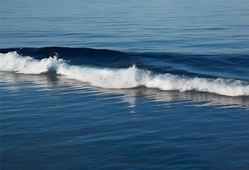 Fototapeta premium A serene view of the ocean's surface with the sun reflecting on the calm water, showcasing clear blue waves and the peaceful beauty of the sea.