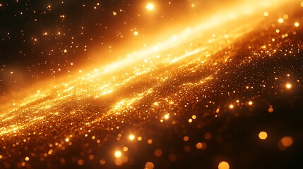 Obraz premium Golden glitter galaxy, cosmic dust.