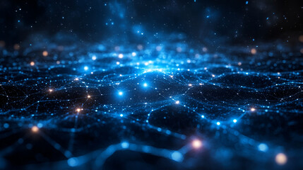 Obraz premium Abstract blue cosmos background with starlight and nebula dust