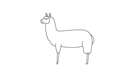 Fototapeta premium Simple Line Drawing of a Llama