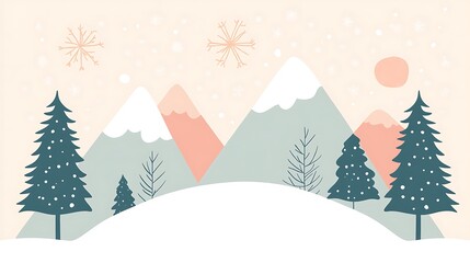 Fototapeta premium Snowy mountain winter landscape.