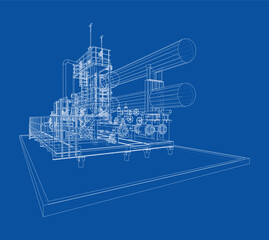 Petroleum heater exchanger. Vector rendering of 3d