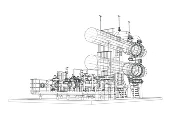 Obraz premium Petroleum heater exchanger. Vector rendering of 3d