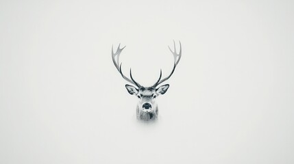 Majestic Stag Head with Winter, Minimalist, and Wildlife.