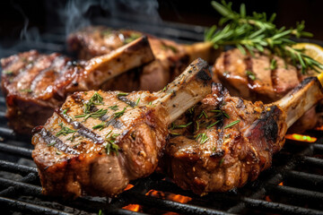  Meat steak is grilled