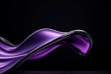 Abstract violet curved wave fluids flowing on black background,transparent gradient glass or metal flow background for banner wallpaper poster cover design with design