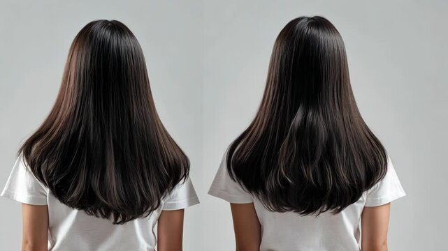Transforming long hair with a fresh haircut during a styling session indoors