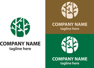 A tree and leaf vector illustration in circle, tree logo, tree in circle, circle logo