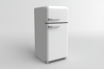 Retro White Refrigerator, Studio Shot, Kitchen Appliance
