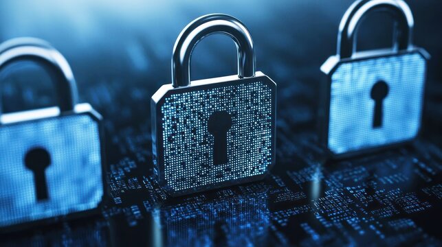 Digital cybersecurity locks virtual jewellery cyber space data protection closeup viewpoint - Powered by Adobe