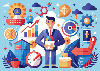 business man and business concept growth infographic