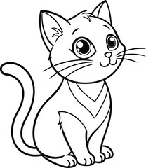 Cute cartoon cat coloring page design