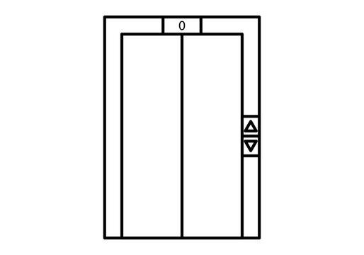 Icono negro de ascensor en fondo blanco