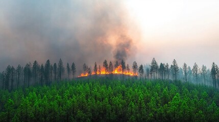 Obraz premium Forest fire, intense flames