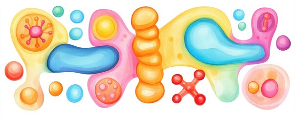 Intricate Watercolor Illustration of Metabolism: A Vibrant Exploration of Biological Processes