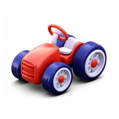 Obraz premium A whimsical, playful tractor with exaggerated proportions and vibrant colors, designed in a fantasy-like, storybook style. This charming farm vehicle has a surreal, soft-edged look with bold outlines 