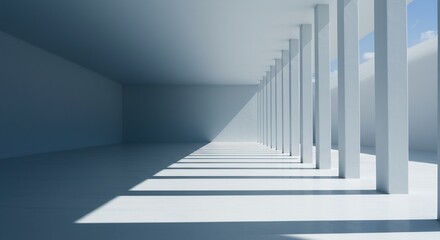 Fototapeta premium 白い空間、光と影が織りなす幾何学模様 静謐な美しさ