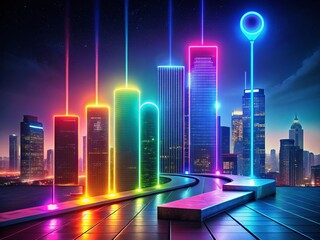 Night Photography: 5-Step Colorful 3D Vertical Timeline Infographic Template