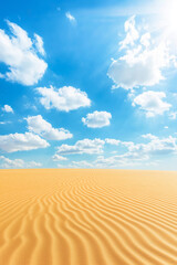 Naklejka premium Sunny Desert Landscape with Blue Sky and Clouds