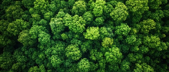 Naklejka premium Lush Green Canopy: A Dense Forest Viewed from Above, Verdant Natural Beauty