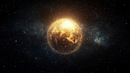 Fototapeta premium Golden planet in space