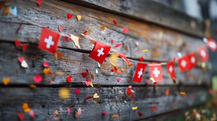 Celebration of Swiss National Day on a Crisp Autumn Day in Switzerland