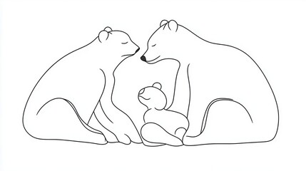 Polar Bear Family Love with Arctic Wildlife Illustration.
