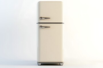 Retro style fridge in a studio with white background for home appliances and interior design