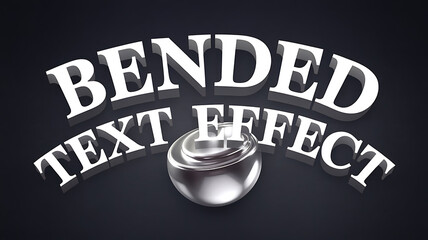 A stylized 3D-rendered arched text effect with a metallic-looking orb suitable for an ad or graphic design project