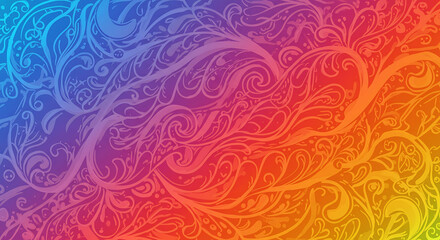 Abstract floral pattern with vibrant gradient background