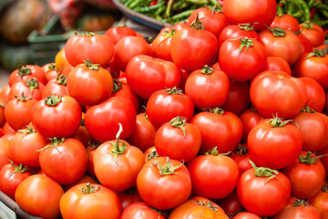 Red Tomatoes in market, Tomatoes in market for sell Front View