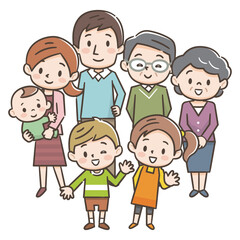 3世代家族のイラスト