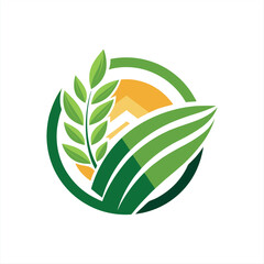 agricultural logo with tractor and harvest