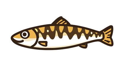 Cute cartoon sardine illustration.