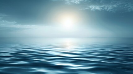 Obraz premium Serene abstract reflections of water in soft blue and silver tones with calming light effects