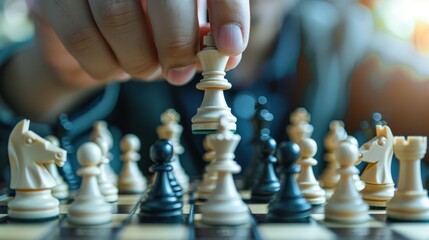 Person playing chess as a metaphor for business strategy.