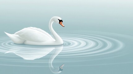 Fototapeta premium Elegant Swan Lake Serenity Water Reflection.
