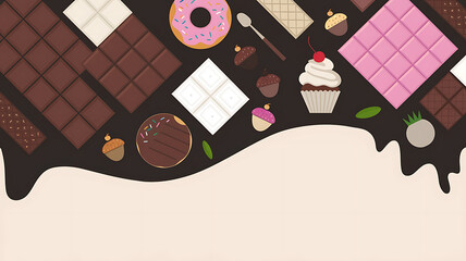 Chocolate treats sweets and desserts A colorful flat design delicious background
