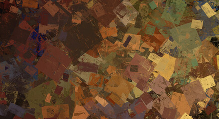 Abstract art with geometric shapes and earthy color tones