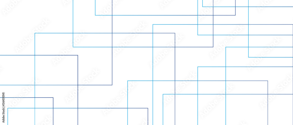 Leinwandbilder Abstract colorful geometric pattern square and random lines. Glowing Futuristic technology geometric concept. Modern minimal and clean white background with realistic random lines. 