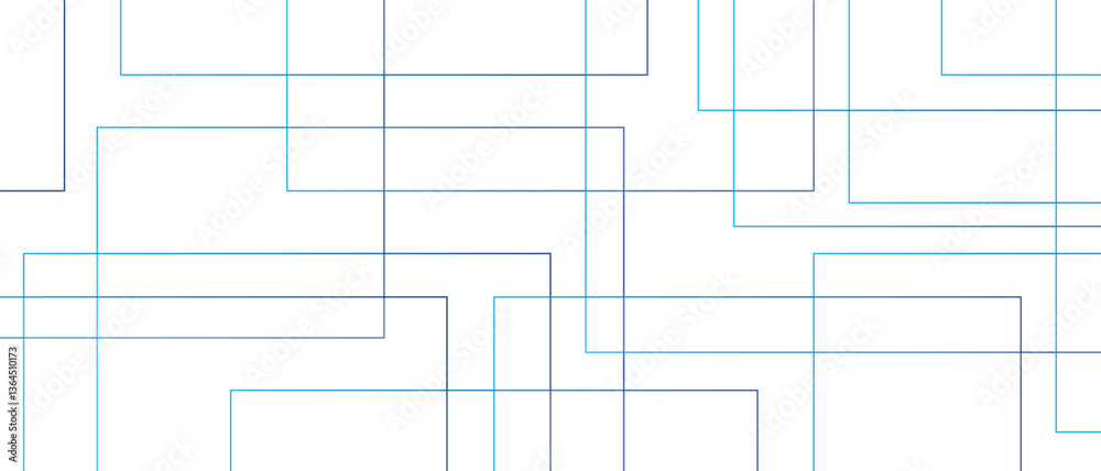 Fototapete Abstract colorful geometric pattern square and random lines. Glowing Futuristic technology geometric concept. Modern minimal and clean white background with realistic random lines. 