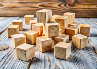 Rustic Wooden Blocks Food Photography Prop - Stacked Cubes for Culinary Styling