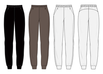 Womens pant Fashion Flat Sketch Vector Illustration CAD Technical Template Mockup