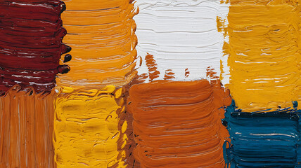 Abstract painting with bold textured strokes of various warm and cool tones